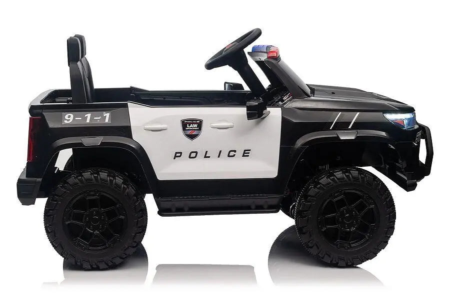 Elektro-Polizeiauto für Kinder 24V – 2-Sitzer, 4x200W Motoren, 10km/h, EVA-Reifen & Ledersitz