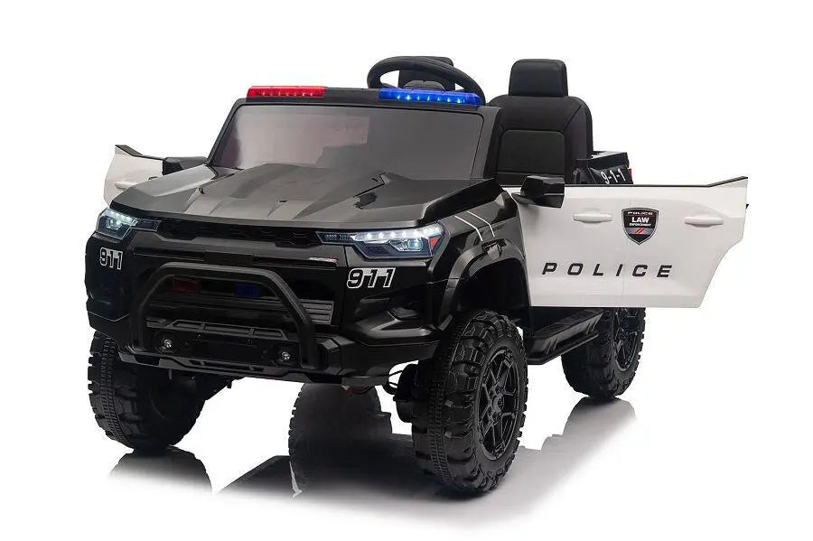 Elektro-Polizeiauto für Kinder 24V – 2-Sitzer, 4x200W Motoren, 10km/h, EVA-Reifen & Ledersitz