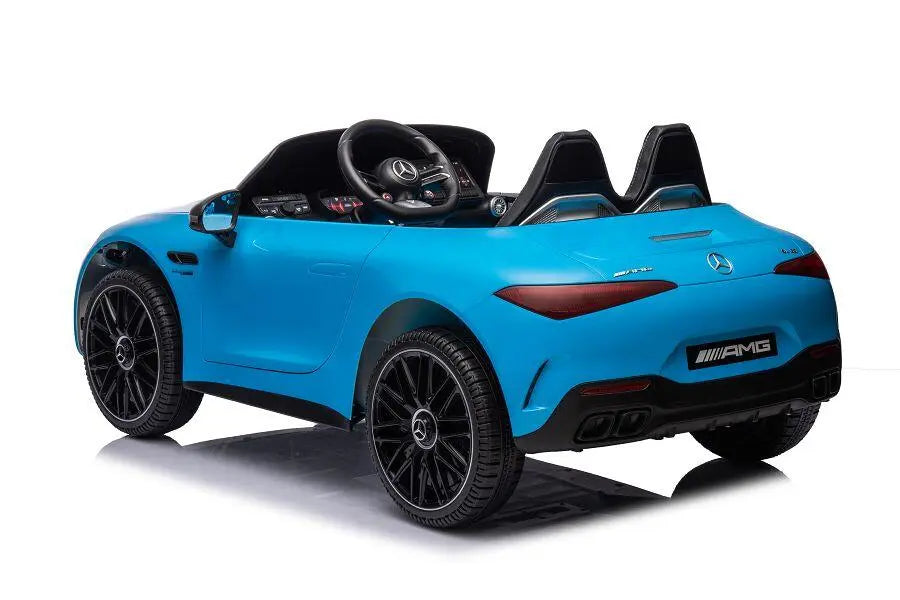Mercedes SL63 AMG Kinder Elektroauto 24V in Blau – Lizenziert, Fernbedienung, Leder, EVA, MP3