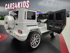 Mercedes G63 AMG 2-Sitzer Kinder Elektroauto lizenziert in weiß oder schwarz – Leder, 8km/h, EVA, Fernbedienung, MP3, Stoßdämpfer