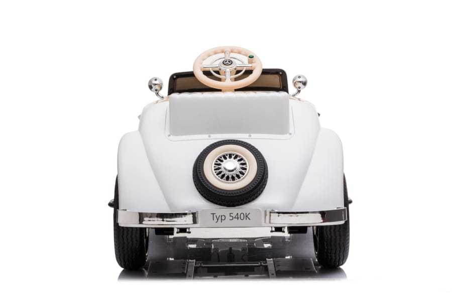 Mercedes-Benz 540K Oldtimer Elektroauto für Kinder in Weiß – Lizenziert mit Ledersitz, Musik, Fernsteuerung