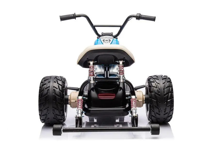 Elektro Kindermotorrad 24V – 2x800W Brushless Motor, Leder, LED, 10km/h, MP3