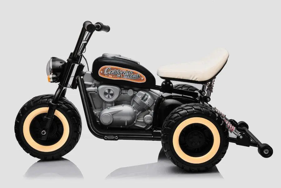 Elektro Kindermotorrad 24V – 2x800W Brushless Motor, Leder, LED, 10km/h, MP3