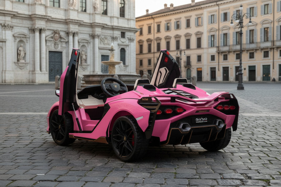 Lamborghini Sian 2-Sitzer Kinder Elektroauto - 24V, Fernbedienung, EVA, Leder in Schwarz oder Pink
