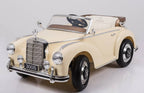 Mercedes-Benz 300S Oldtimer Elektroauto für Kinder in Beige – Lizenziert mit Ledersitz, MP3, Fernbedienung