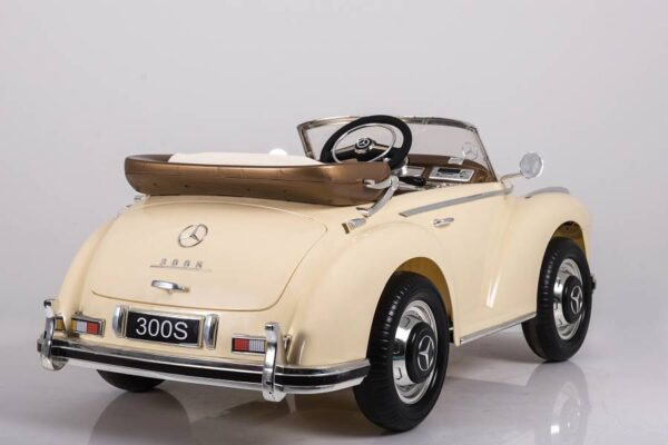 Mercedes-Benz 300S Oldtimer Elektroauto für Kinder in Beige – Lizenziert mit Ledersitz, MP3, Fernbedienung