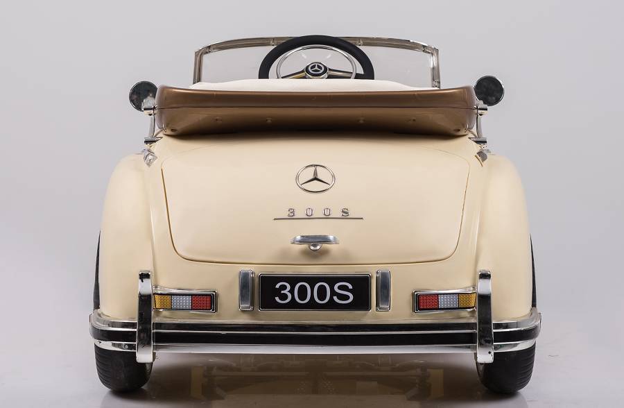 Mercedes-Benz 300S Oldtimer Elektroauto für Kinder in Beige – Lizenziert mit Ledersitz, MP3, Fernbedienung