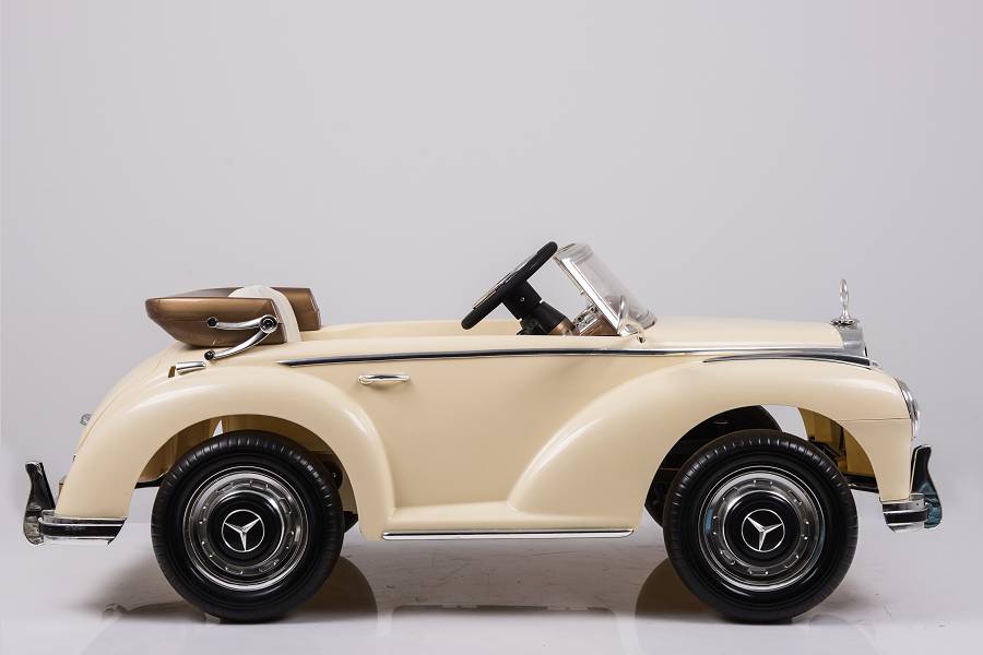 Mercedes-Benz 300S Oldtimer Elektroauto für Kinder in Beige – Lizenziert mit Ledersitz, MP3, Fernbedienung