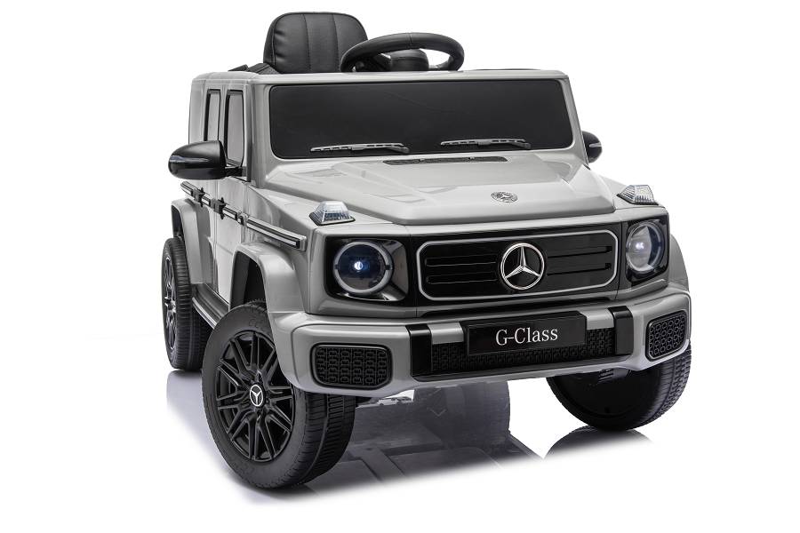 Mercedes G580 AMG in Schwarz oder Grau – Kinder Elektroauto lizenziert mit Ledersitzen, Vollgummireifen, Fernbedienung, MP3, Stoßdämpfer