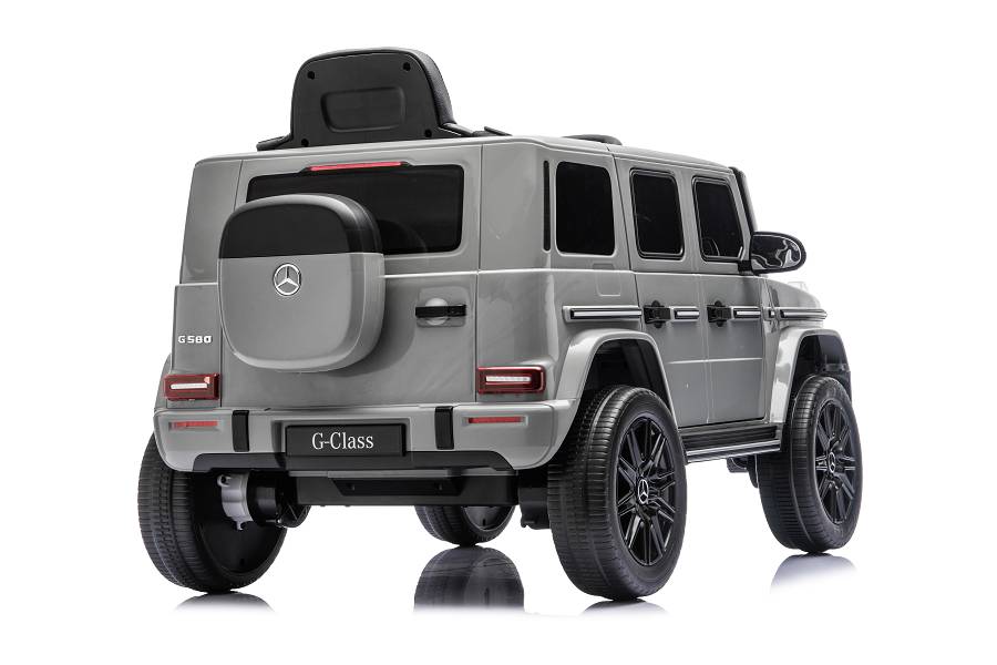 Mercedes G580 AMG in Schwarz oder Grau – Kinder Elektroauto lizenziert mit Ledersitzen, Vollgummireifen, Fernbedienung, MP3, Stoßdämpfer