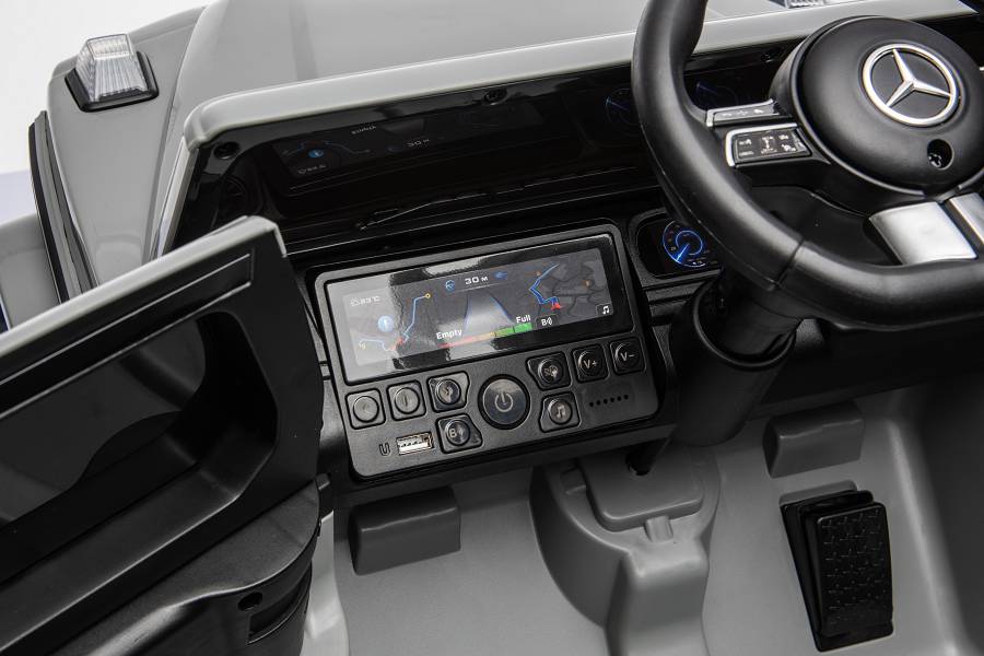 Mercedes G580 AMG in Schwarz oder Grau – Kinder Elektroauto lizenziert mit Ledersitzen, Vollgummireifen, Fernbedienung, MP3, Stoßdämpfer