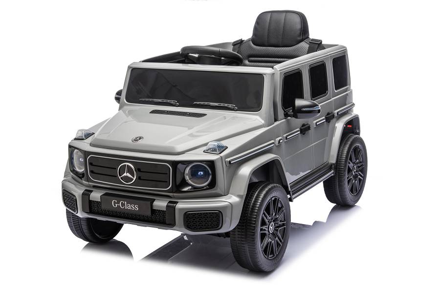 Mercedes G580 AMG in Schwarz oder Grau – Kinder Elektroauto lizenziert mit Ledersitzen, Vollgummireifen, Fernbedienung, MP3, Stoßdämpfer