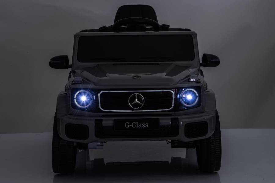 Mercedes G580 AMG in Schwarz oder Grau – Kinder Elektroauto lizenziert mit Ledersitzen, Vollgummireifen, Fernbedienung, MP3, Stoßdämpfer