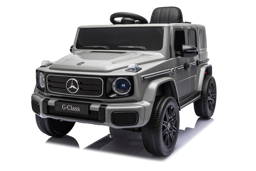 Mercedes G580 AMG in Schwarz oder Grau – Kinder Elektroauto lizenziert mit Ledersitzen, Vollgummireifen, Fernbedienung, MP3, Stoßdämpfer