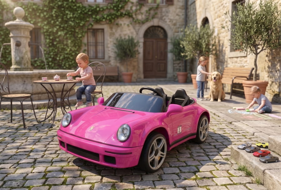 Porsche Ruf 2-Sitzer Kinder Elektroauto mit leistungsstarken 24V Akku  – Lizenziert, Leder, MP3, Fernbedienung, EVA, Stoßdämpfern