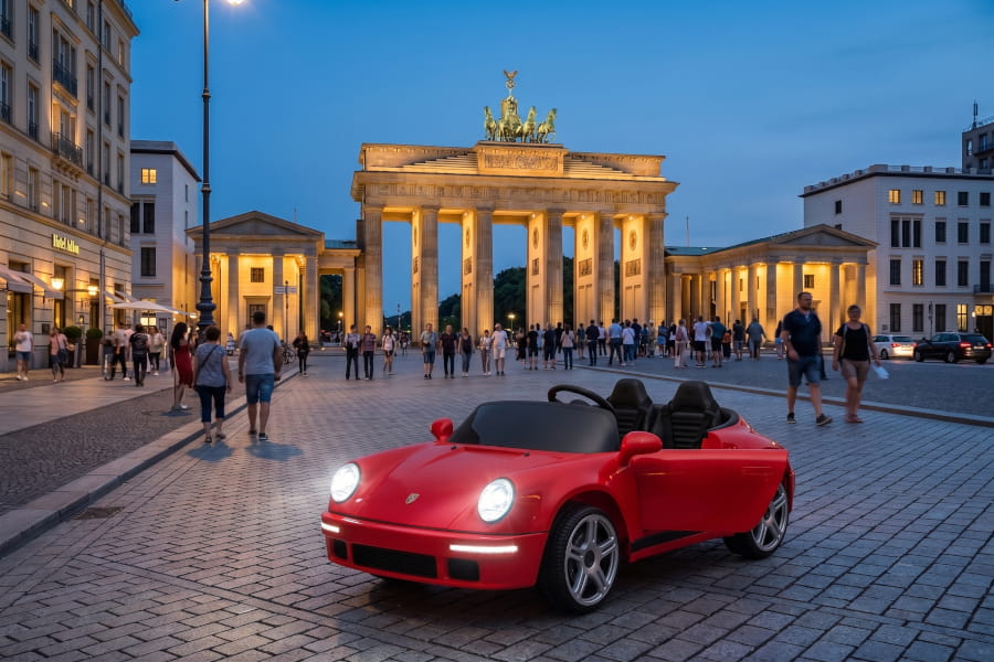 Porsche Ruf 2-Sitzer Kinder Elektroauto mit leistungsstarken 24V Akku  – Lizenziert, Leder, MP3, Fernbedienung, EVA, Stoßdämpfern
