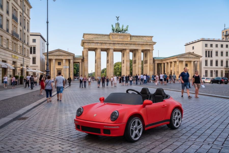 Porsche Ruf 2-Sitzer Kinder Elektroauto mit leistungsstarken 24V Akku  – Lizenziert, Leder, MP3, Fernbedienung, EVA, Stoßdämpfern