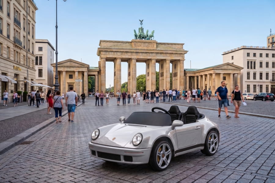 Porsche Ruf 2-Sitzer Kinder Elektroauto mit leistungsstarken 24V Akku  – Lizenziert, Leder, MP3, Fernbedienung, EVA, Stoßdämpfern