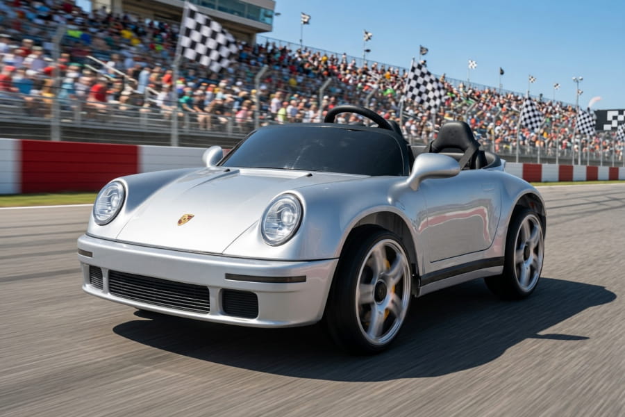 Porsche Ruf 2-Sitzer Kinder Elektroauto mit leistungsstarken 24V Akku  – Lizenziert, Leder, MP3, Fernbedienung, EVA, Stoßdämpfern