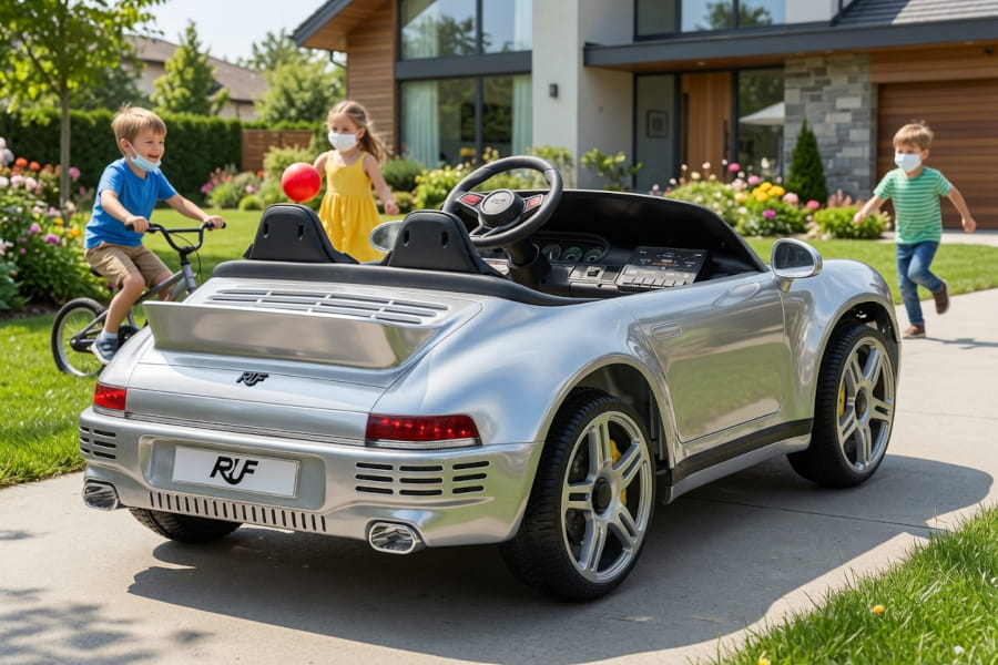 Porsche Ruf 2-Sitzer Kinder Elektroauto mit leistungsstarken 24V Akku  – Lizenziert, Leder, MP3, Fernbedienung, EVA, Stoßdämpfern