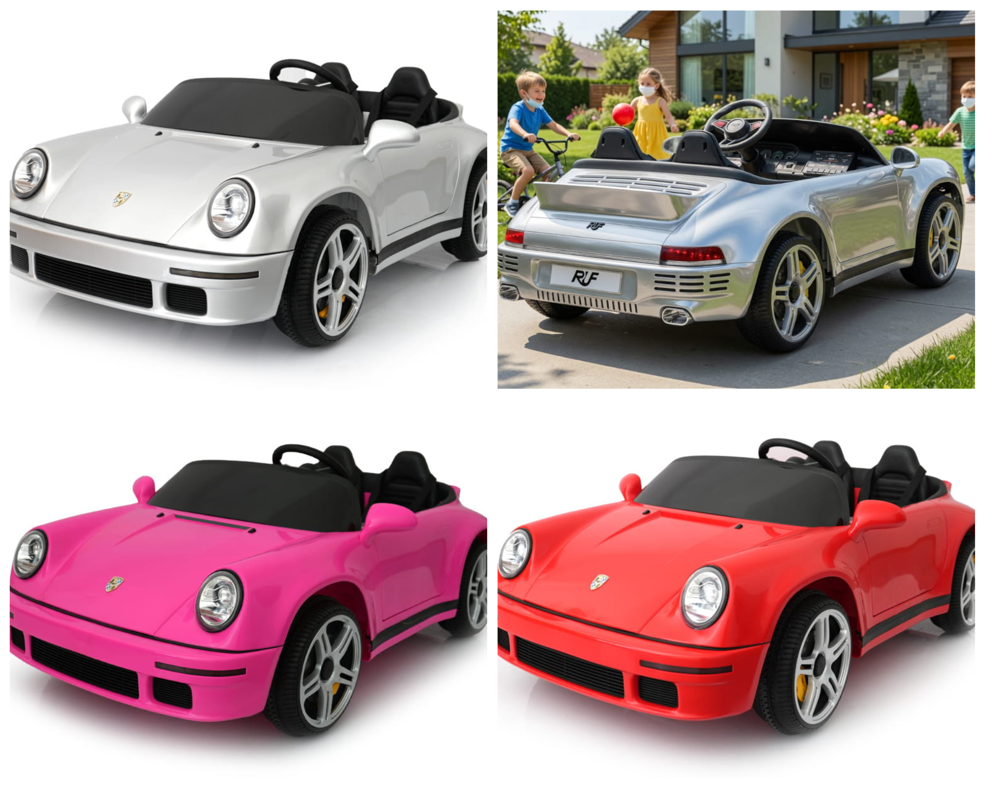 Porsche Ruf 2-Sitzer Kinder Elektroauto mit leistungsstarken 24V Akku  – Lizenziert, Leder, MP3, Fernbedienung, EVA, Stoßdämpfern