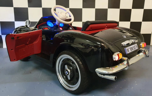 BMW 507 Kinder Oldtimer Elektroauto 12V – Lizenziert mit Ledersitz, MP3, Fernbedienung, 2x35W