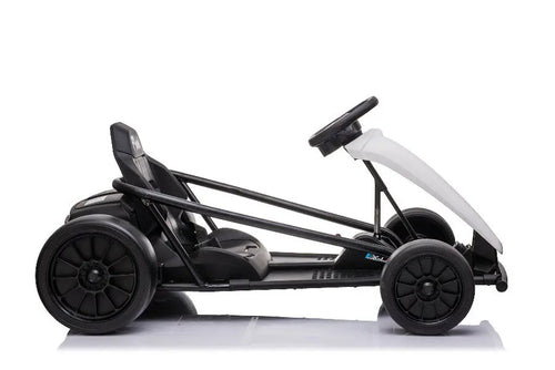 Kinder Elektro Drift GoKart in Weiß – Kart mit 2 Motoren, 10km/h, LED, Musik, 24V