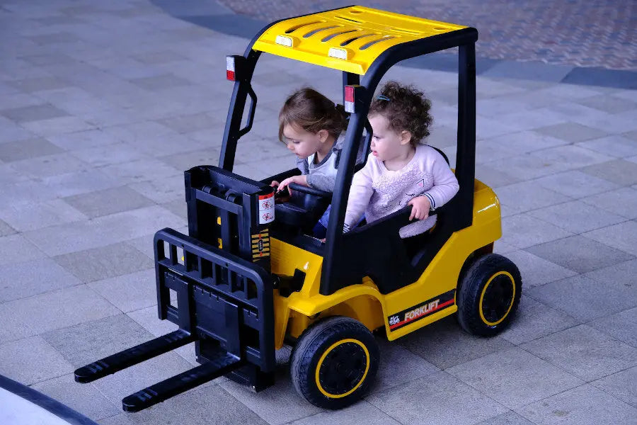 Elektro Gabelstapler Auto für Kinder 2x12V in Gelb oder Rot – Ledersitz, EVA, Fernbedienung, Bluetooth