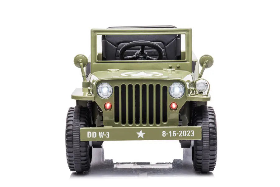 Jeep Kinder Elektroauto - 12V 4x35W in Grün mit MP3 Ledersitz Fernbedienung EVA Allrad