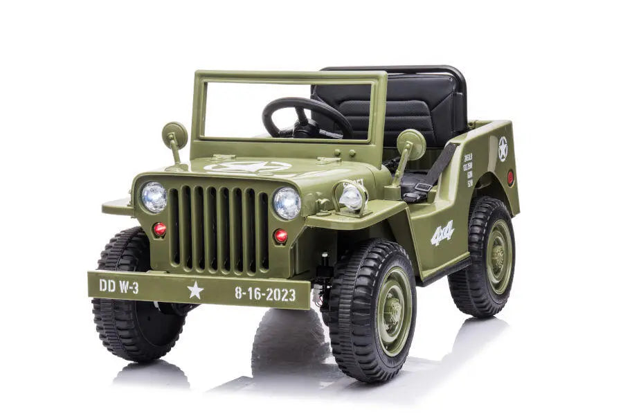 Jeep Kinder Elektroauto - 12V 4x35W in Grün mit MP3 Ledersitz Fernbedienung EVA Allrad
