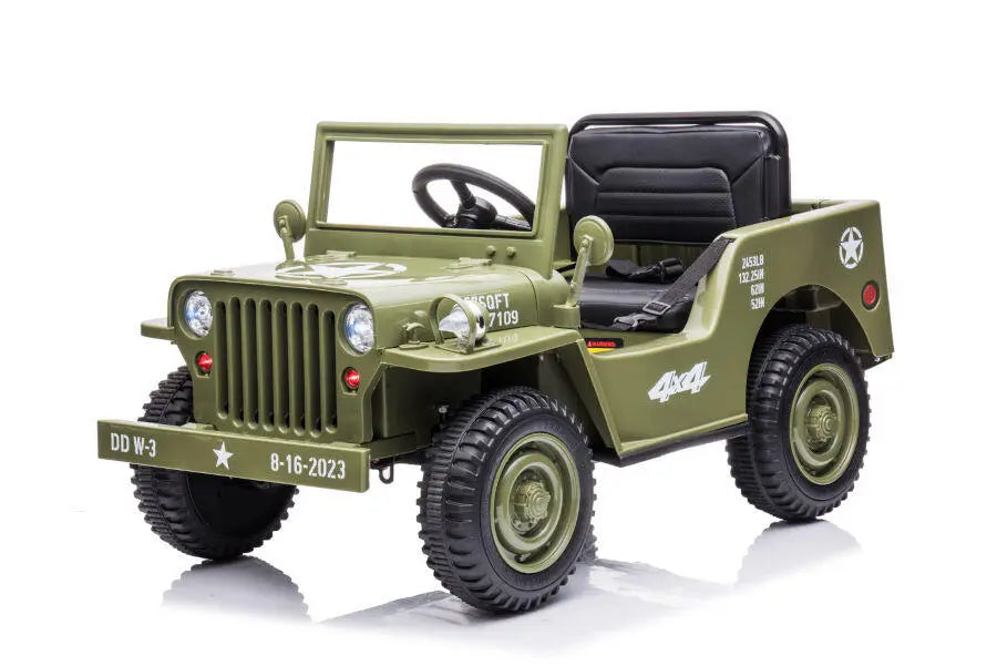 Jeep Kinder Elektroauto - 12V 4x35W in Grün mit MP3 Ledersitz Fernbedienung EVA Allrad