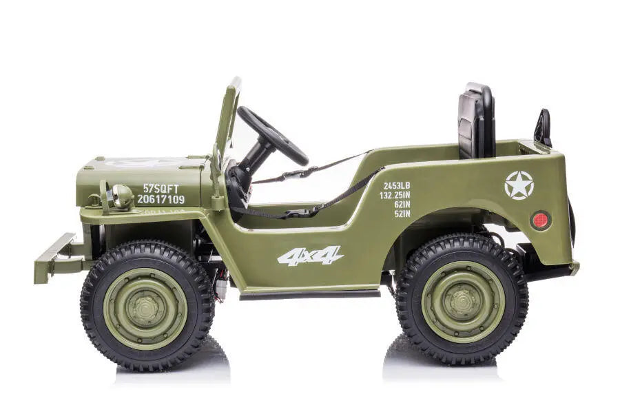 Jeep Kinder Elektroauto - 12V 4x35W in Grün mit MP3 Ledersitz Fernbedienung EVA Allrad