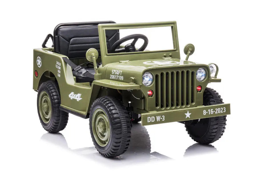 Jeep Kinder Elektroauto - 12V 4x35W in Grün mit MP3 Ledersitz Fernbedienung EVA Allrad