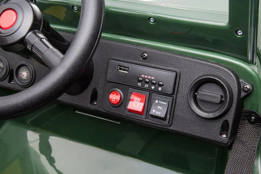 Jeep Kinder Elektroauto - 12V 4x35W in Grün mit MP3 Ledersitz Fernbedienung EVA Allrad