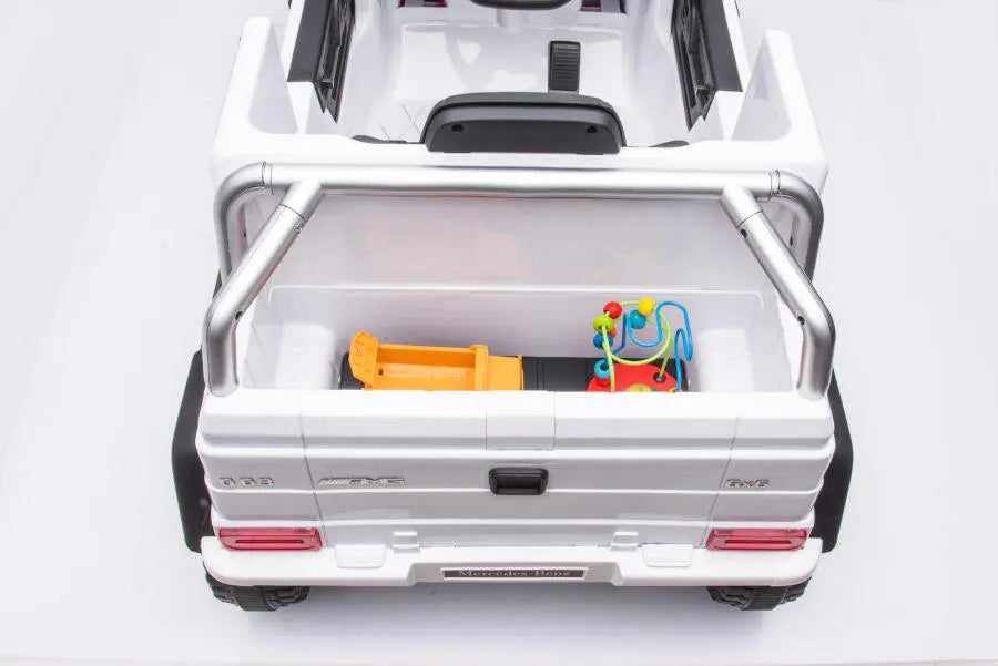 Mercedes G63 AMG 6x6 Kinder Elektroauto lizenziert in weiß oder schwarz – Leder, EVA, Fernbedienung, MP3