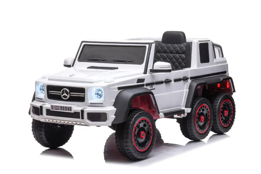 Mercedes G63 AMG 6x6 Kinder Elektroauto lizenziert in weiß oder schwarz – Leder, EVA, Fernbedienung, MP3