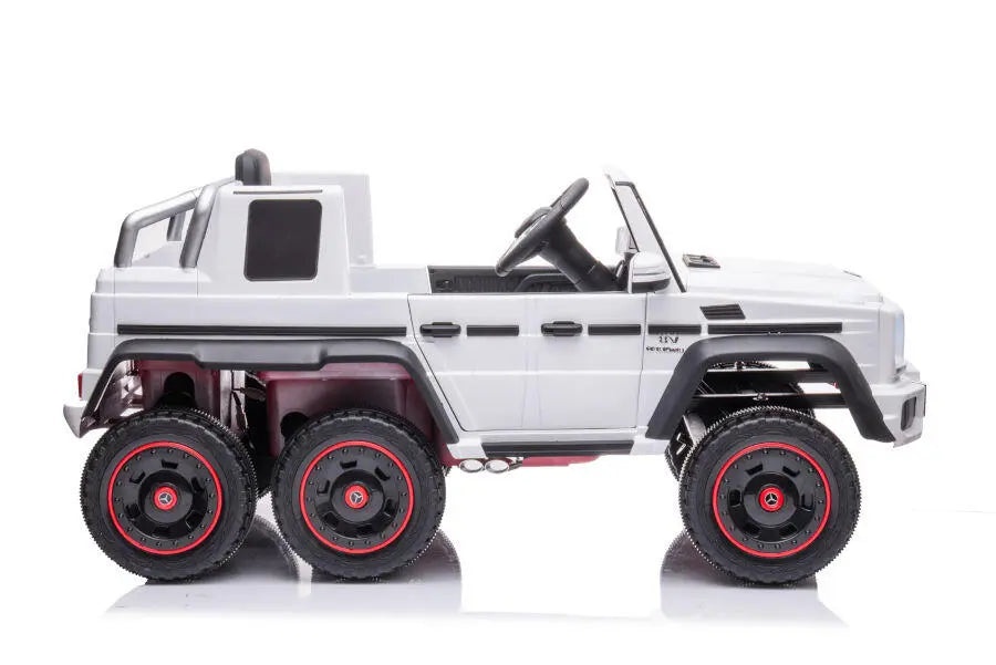 Mercedes G63 AMG 6x6 Kinder Elektroauto lizenziert in weiß oder schwarz – Leder, EVA, Fernbedienung, MP3