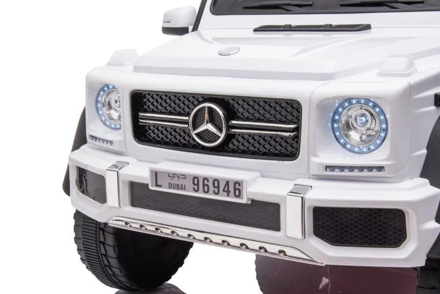 Mercedes G63 AMG 6x6 Kinder Elektroauto lizenziert in weiß oder schwarz – Leder, EVA, Fernbedienung, MP3