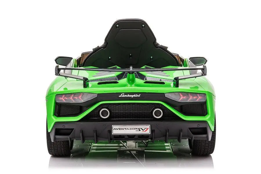 Lamborghini Aventador SVJ Kinderfahrzeug – lizenziert, 12V, 2 Motoren, Fernsteuerung, MP3, Ledersitz, EVA
