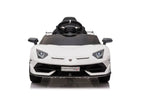 Lamborghini Aventador SVJ Kinderfahrzeug – lizenziert, 12V, 2 Motoren, Fernsteuerung, MP3, Ledersitz, EVA