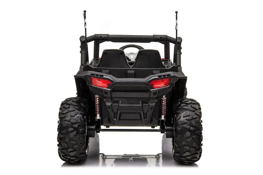 Kinderfahrzeug Elektro Auto Buggy 999  – 2-Sitzer, 4 Motoren, Fernsteuerung, Allrad, Leder, EVA