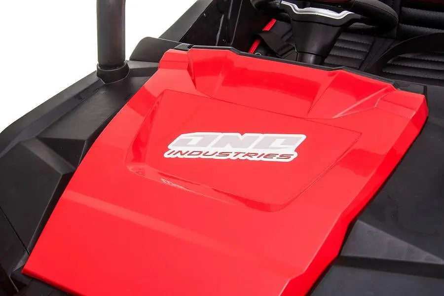 Kinderfahrzeug Elektro Auto Buggy 999  – 2-Sitzer, 4 Motoren, Fernsteuerung, Allrad, Leder, EVA
