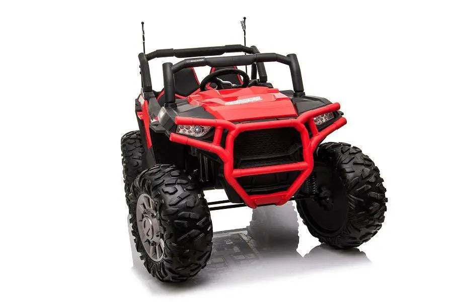 Kinderfahrzeug Elektro Auto Buggy 999  – 2-Sitzer, 4 Motoren, Fernsteuerung, Allrad, Leder, EVA