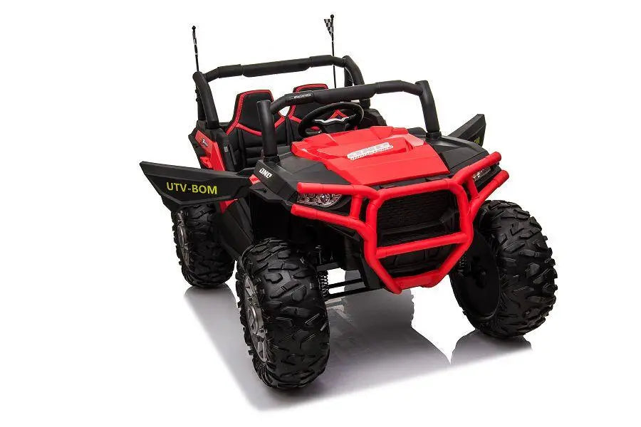 Kinderfahrzeug Elektro Auto Buggy 999  – 2-Sitzer, 4 Motoren, Fernsteuerung, Allrad, Leder, EVA
