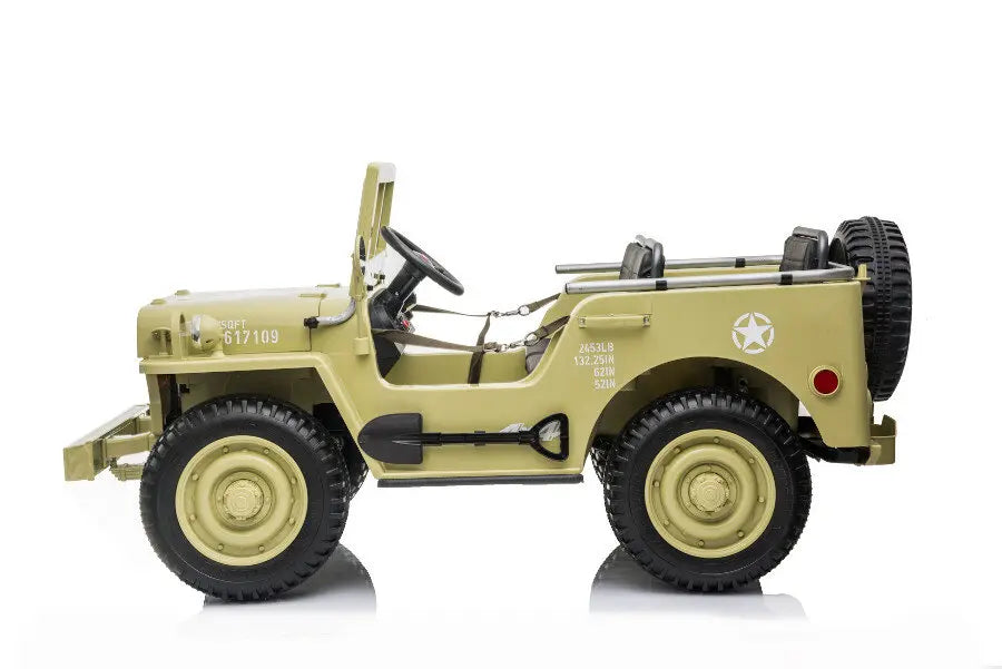 Jeep Kinder Elektroauto - 3 Sitzer mit 12V14Ah 4 Motoren, MP3 Ledersitz Fernbedienung EVA Allrad