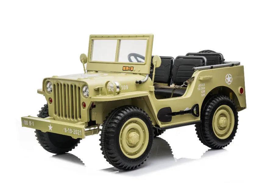 Jeep Kinder Elektroauto - 3 Sitzer mit 12V14Ah 4 Motoren, MP3 Ledersitz Fernbedienung EVA Allrad