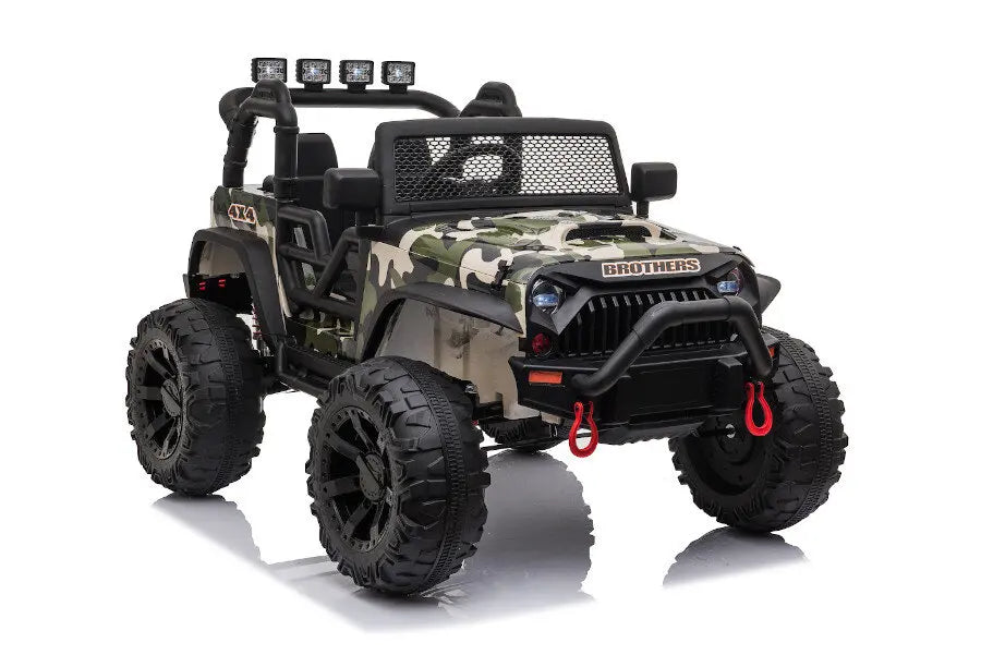 Offroad Kinder Elektroauto 24V in Camouflage - 12 Km/h, 2x200W, EVA, Ledersitz, Fernbedienung