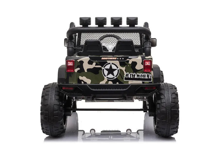 Offroad Kinder Elektroauto 24V in Camouflage - 12 Km/h, 2x200W, EVA, Ledersitz, Fernbedienung