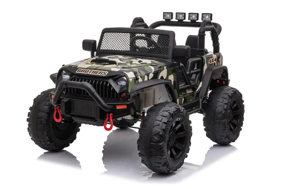 Offroad Kinder Elektroauto 24V in Camouflage - 12 Km/h, 2x200W, EVA, Ledersitz, Fernbedienung
