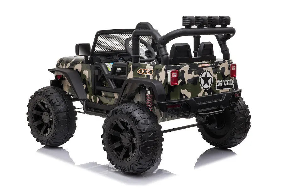 Offroad Kinder Elektroauto 24V in Camouflage - 12 Km/h, 2x200W, EVA, Ledersitz, Fernbedienung